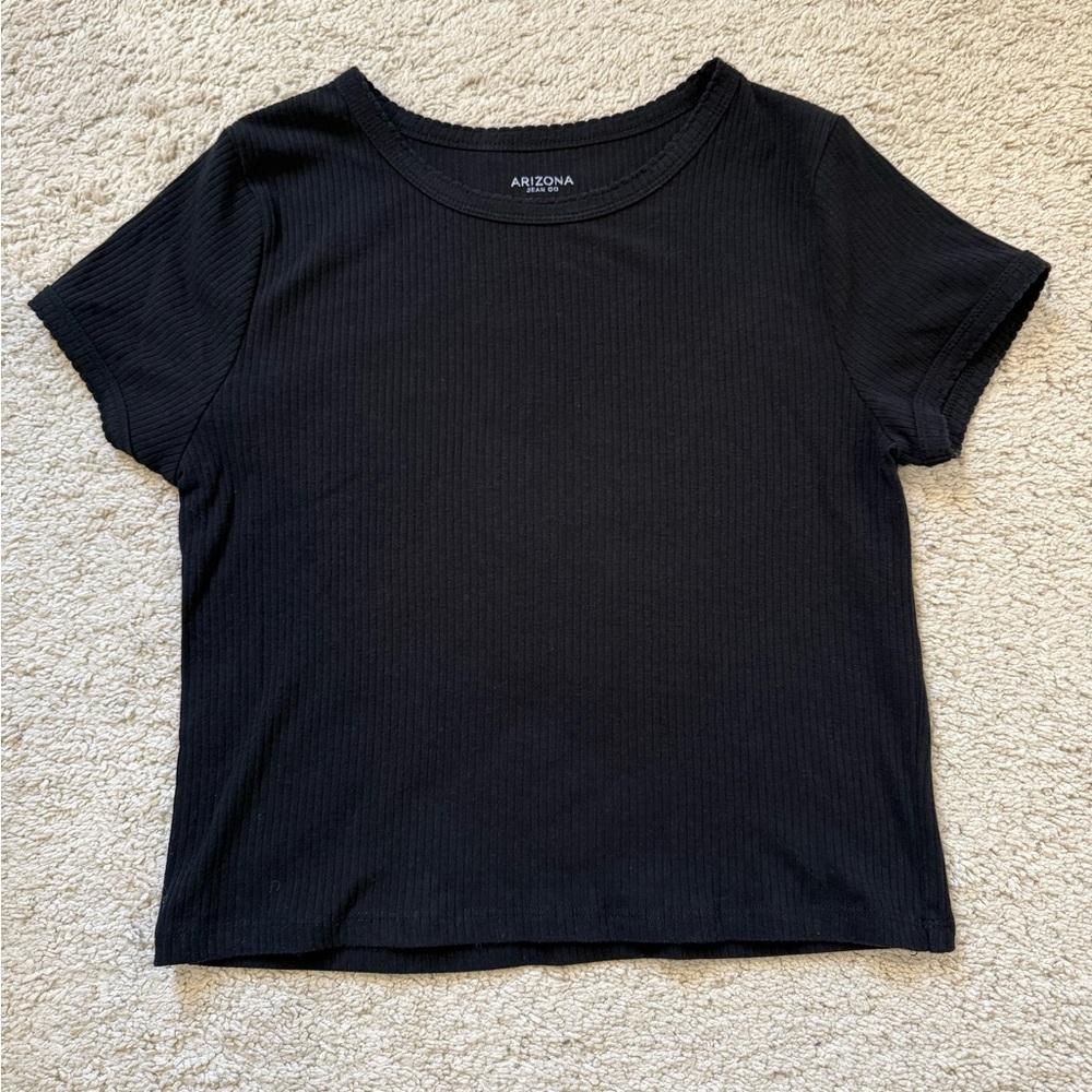 Arizona Black Ribbed Cropped T-Shirt